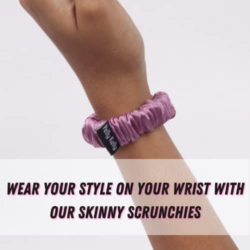 Image of Premium Satin Scrunchies for Women | Hair Bands, Ponytail Holders & Rubber Bands | Skinny, Fluffy, No-Damage Hair Ties | Girls Hair Accessories | Small Size | Pack of 13