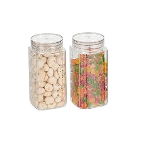Steelo Sofresh Varg Plastic Kitchen Jar Container Set Air Tight Jar Container Set Fridge Safe US FDA Approved PET Food Grade Heavy Duty Material, BPA Free (Clear, 1000 ml, Pack of 2)