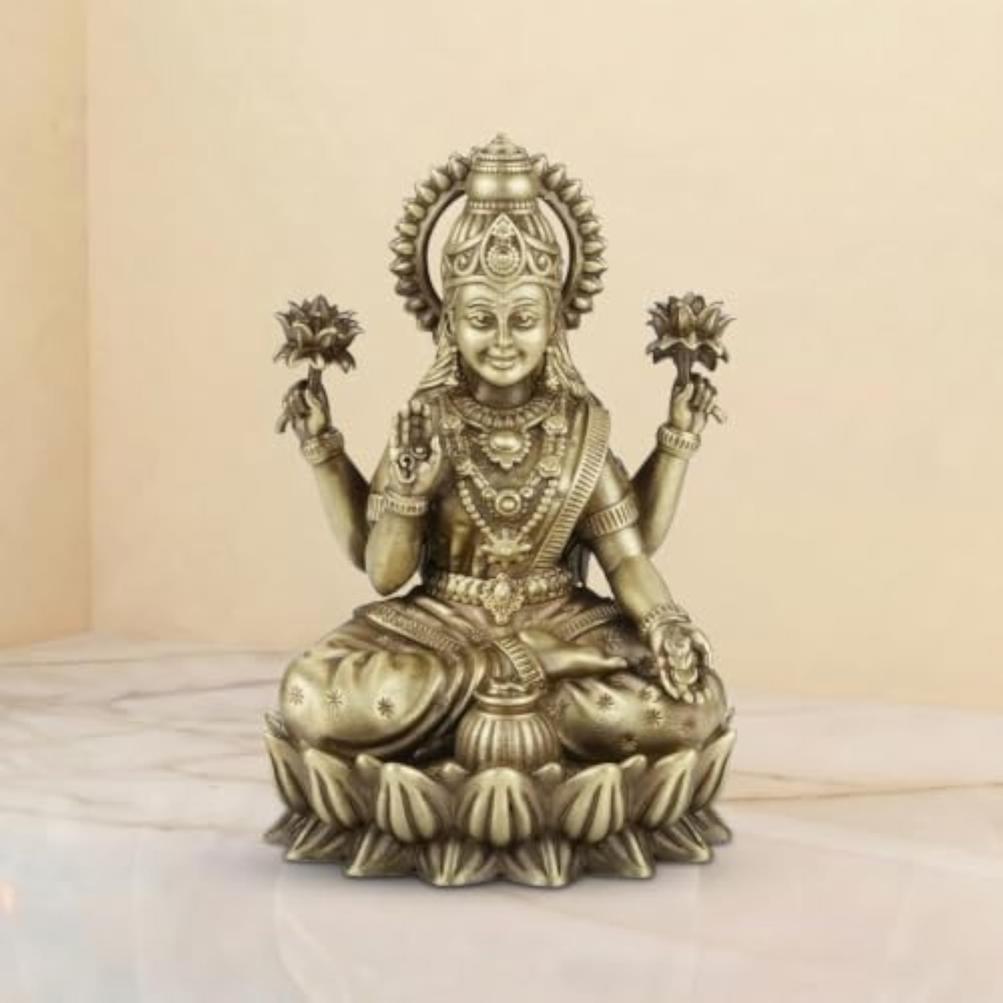 5 Inch Kamal Laxmi Brass Goddess Lakshmi Statue for Home Decor