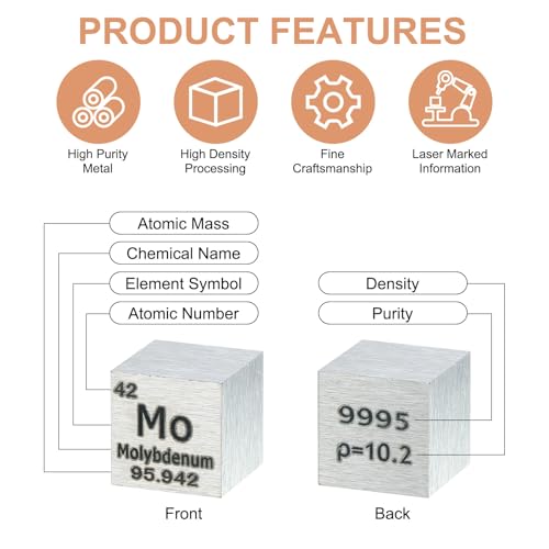 Image of uxcell 2 Pcs Molybdenum Cube, 0.39 Inch High Density Metal Element Cube Metal Density Cube for Chemical Elements Collection Science Education Experiment Application, Silver