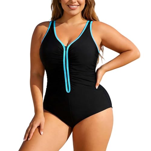 Bikini de talla grande 0XL azul y traje de baño ajustado para mujer 4