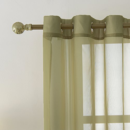 Image of NICETOWN Sheer Window Curtains Green for Boy's Room, Ring Top Voile Textured Window Treatment Vertical Panels for Wedding /Bedroom /Living Room, Green, W54 x L84, 2 Panels