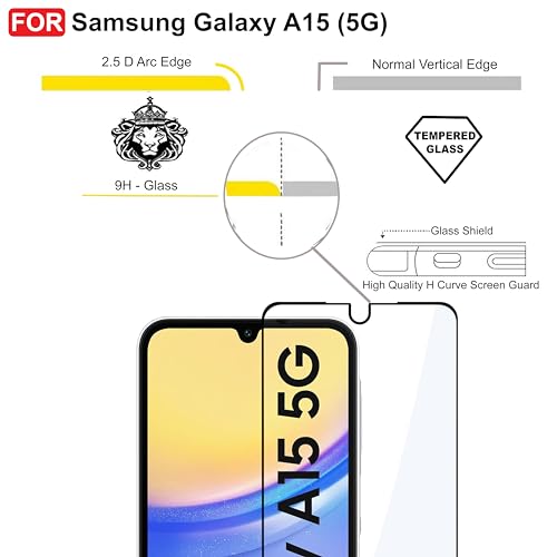 Image of CEDO Tempered Glass for Samsung Galaxy A15 (5G) | Screen Protector Full HD Quality Tempered Glass Anti-Scratch Edge to Edge Coverage with Easy Installation Kit (Black)