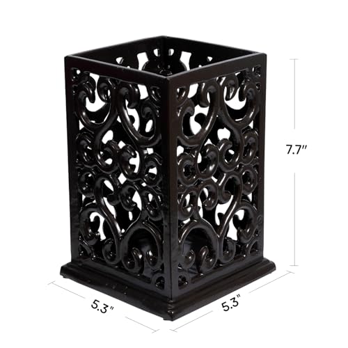 MEIGUI Decorative Kitchen Utensil Holder,Vintage Cooking Utensil Organizer Cast Iron Utensil Holder for Cooking Tools, Coffee Gold