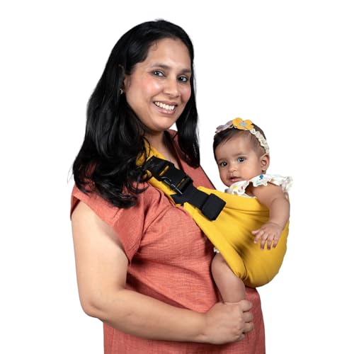 Image of Soulslings Imbu Buckle Hip Sling Baby Carrier -100% Cotton - Mustard | Baby Toddler Carrier | Baby Sling Carrier | Lightweight Sling Baby Carrier for Babies & Toddlers | Adjustable for 6 - 30 Months (Upto 20kg)