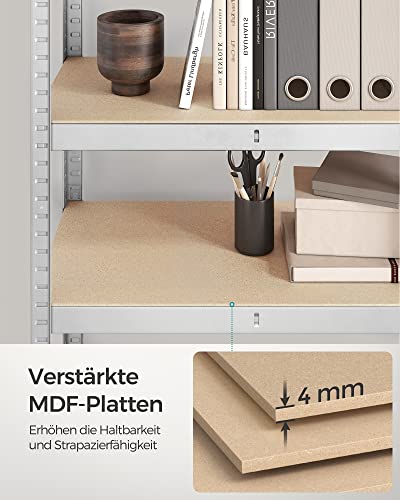 SONGMICS Schwerlastregal, 2er Set, Kellerregal, Lagerregal, 30 x 75 x 150 cm, Regal mit Stahlgestell, bis 650 kg belastbar, 5 verstellbare Ablagen, silbern GLR030E02