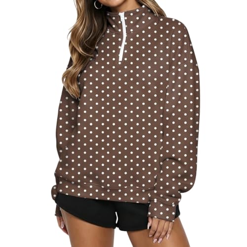 Gumipy Polka Dot Sweatshirt for Women 1/4 Zip Mock Neck Fall Sweatshirts - image 6