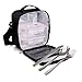 PracticFood Kit Urban Food Glass con Cubiertos Acero Inoxidable 18/0 Niquel Free - Bolsa Térmica Porta Alimentos con 2 Tapers de Vidrio Herméticos. Negro