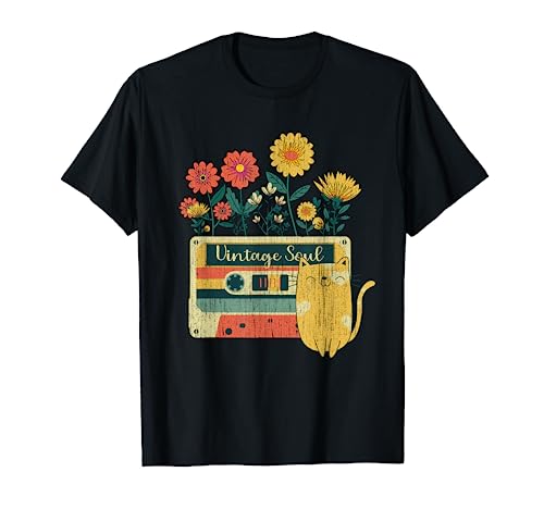 Vintage Cat Shirt For Women - Retro Soul Flowers Wildflower T-Shirt #TOP3