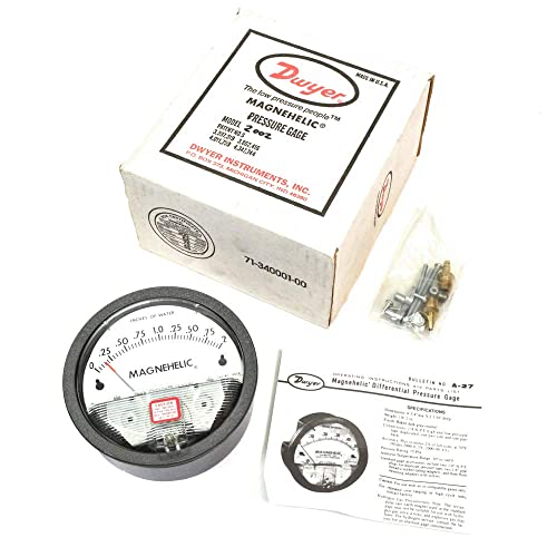 Dwyer 2002 Differential Pressure Gauge. 0 to 2" WC. Measure Differential Pressure, Static Pressure, Positive Pressure and Negative Pressure (Vacuum) of Air and Noncorrosive Gases.