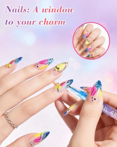 12 Colors Nail Art Pens Set with 0.5mm Tip for Painting 0.5mm fine tip for precise nail art, rich colors for all skill levels, ideal for DIY manicure and decorations — view 2