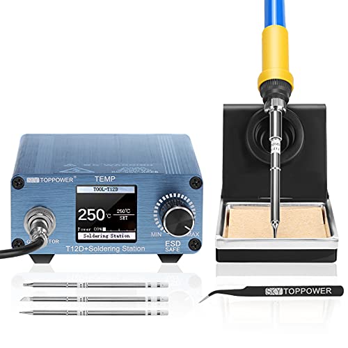75W T12 Soldering Iron Station Kit, LCD Screen with 3 Pcs T12 Soldering Iron Tips, Heating up Fast, Automatic Standby-Automatically Wake up, for Electronic Repairing, DIY Tool