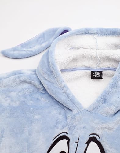 Disney Eeyore Womens Wearable Blanket Hoodie | Adults Blue Hooded Pullover with Donkey Character face | Ladies One Size Sherpa Lined Loungewear 3D Ears | Winnie The Pooh Friend Merchandise Gift - Image 4