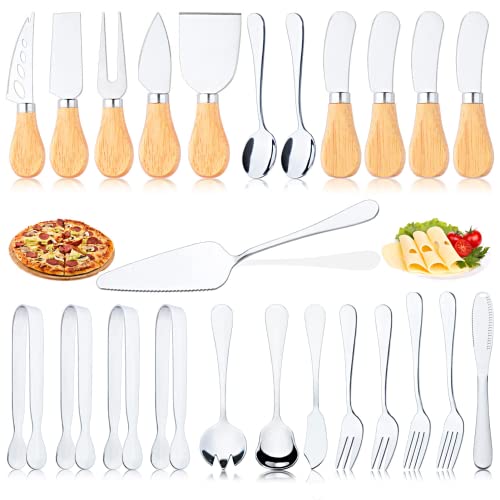 27 Pcs Cheese Knife Set,Spreader Knife Set,Cheese Butter Spreader Knife Set Stainless Steel Cheese Spatula Set with Cake Server Mini Serving Tongs Spoons Forks Charcuterie Board Accessories