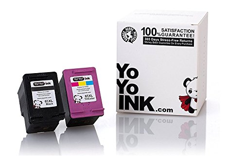 YoYoink Remanufactured HP 65XL Ink Cartridge Combo Pack Replacement for HP 65 Ink 65 XL (1 Black, 1 Color; 2 Pack) for HP Printers Envy 5055 5052 5014 5070 Deskjet 3755 3752 2652 2622