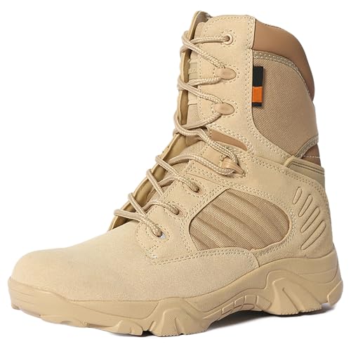 RAGOPILEN Botas tácticas de Combate, Botas de montaña tácticas for Hombre Multicolor Tallas 36-46 EU(Sand,45 EU)