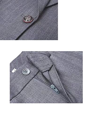 Women's 3 Piece Formal Slim Fit Business Work Jacket Stripe Suit Set(Blazer+ Pant+ Vest)4