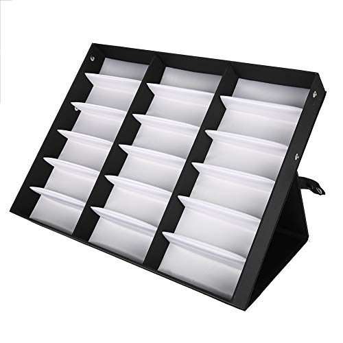 Hspemo Sonnenbrillen Brillen Damen 49×40×8 18 Gitter Brillenvitrine Sonnenbrillen Aufbewahrungsbox Organizer Brillen Schmuck Display Box