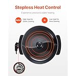 VEVOR Electric Hot Pot, 1360W 5 L Double-flavor Shabu Shabu Pot, Non-Stick Electric Cooker with Divider, Clear Glass Lid, Temperature control, Chinese Hotpot for 6-10 People Family Dinning & Party - Image 4