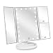deweisn Tri-Fold Lighted Vanity Makeup Mirror with 21 LED Lights, Touch Screen and 3X/2X/1X Magnification Mirror, Two Power Supply Mode Tabletop Makeup Mirror,Travel Cosmetic Mirror (White)