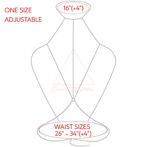 925 Plated Silver Body Chain For Women, Layered Body Chain With Adjustable Neck And Waist, Silver Body Jewelry For Women Sexy Chain Bra, Body Necklace, Belly Chain, Bikini Chain Jewelry Chain Bralette Trendy Jewelry #TOP5