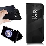 samsung clear cover s8 silver 【Efecto de espejo electrochapado】: La tapa plegable de vista clara le permite ver la fecha, la hora y el clima a través de la ventana de visualización.el funda Samsung Galaxy S8 de cuero PU puede proteger el volumen y el botón despertar / dormir bien. Es flexible tocarlo.
