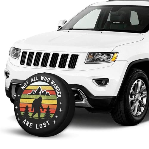 Image of Camping Mountain Spare Tire Cover, Not All Those Who Wander are Lost Wheel Protectors Covers Universal Fit for SUV Truck Rv Trailer Camper Travel Accessories 14 inch