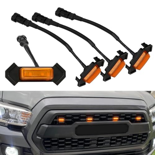 AFOGGEST Amber LED Grille Lights For Tacoma TRD Pro 2016-2022, 4Pcs OEM Front Grill Light Kit with Wire Harness And Fuse