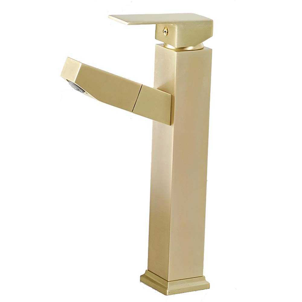 Robinet mitigeur de lavabo en laiton or brossé avec commande chaud et froid
