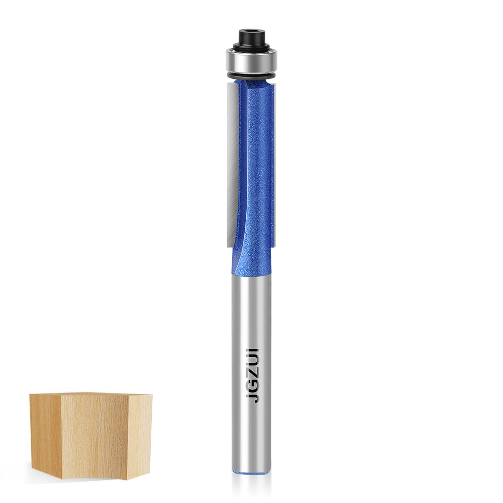 Professional Extended Flush Trim Router Bits Set 1/2 Inch Shank, Extended Trimming Knife, Straight Flush Trim Router Bit for Woodworking, 1/2" Diameter, 1-1/2" Blade Length