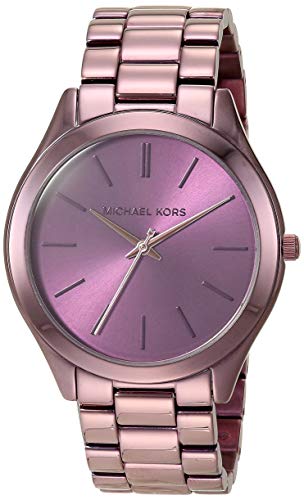 Michael Kors Women's Slim Runway Quartz Watch with Stainless Steel Strap, Purple, 9