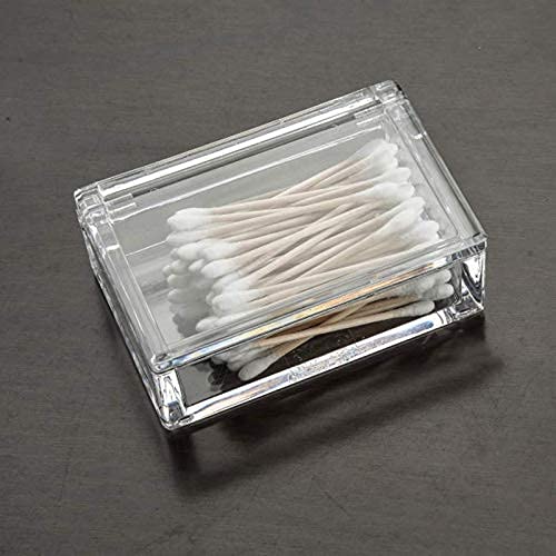 Dispensador de hisopo de algodón acrílico transparente con tapa y soporte Q-Tip Sizikato 5
