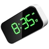 Operitacx Reloj Despertador Digital Blanco Pantalla Led, Función de Siesta y Sencilla, Material PE Adecuado para Mesa de Noche en Dormitorio