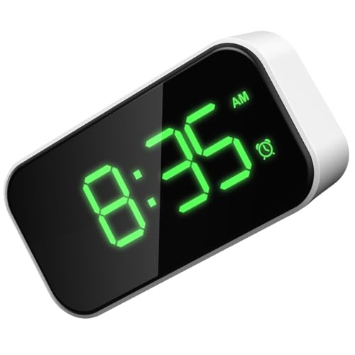 SHINEOFI Reloj Despertador Digital LED Blanco Pequeño Pantalla Completa Brillo Ajustable Reloj de Casa Compacto para Dormitorio y Oficina sin Batería Fácil de Configurar