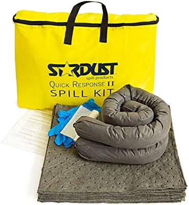 Stardust Spill Products D715 Quick Response II Spill Kit Includes Yellow Duffle, 15 Universal Sorbent Pads, 2 Universal Sorbent Socks 3"x4', 4 Disposal Bags, Nitrile Gloves