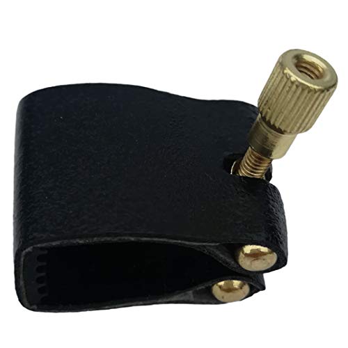 Wingpower Alto Sax Saxophone Ligature Black, Artificial Leather Compact Durable Ligature Fastener For Alto Sax Saxophone Rubber Bakelite Mouthpiece Musical Instruments Tool With Leather Clip thumb #2