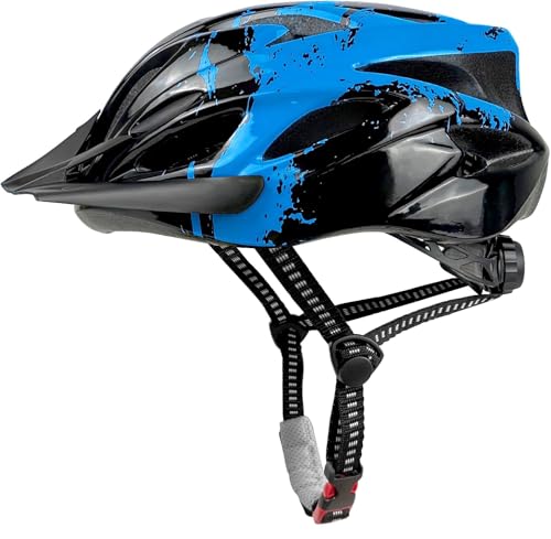 Casco Bicicleta Niño con Luz, 3-13 Años Ajustable Cascos Infantiles con Visera, Protección Casco para Patines Patinete Patinaje Ciclismo Monopatín Scooter Deportes (BLU, S (50-55cm))