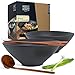 Moritz & Moritz 2 x miska ceramiczna Ramen - 24 cm Ø - czarna miska Ramen Bowl Set dla 2 osób - do zupy, Pho i Sushi Bowl - wraz z pałeczkami i łyżką