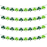St Patricks Day Decorations Outdoor, 4 Pack Felt Shamrock Garland Banner, St Patrick's Day Garland Banner Flag Green Clover Garland Saint Patricks Day Decor Classroom Mantle Party Favor Supplies