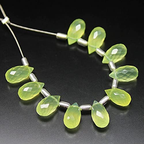 Prehnite briolette facettée craft perles en vrac pour confection collier et bague