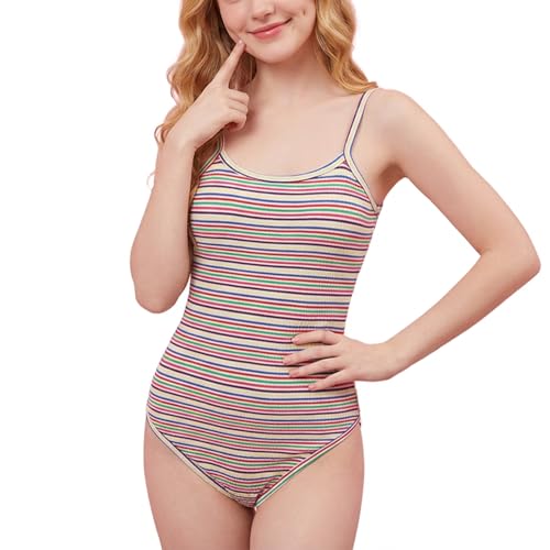 CutiePlusU Algodón Botón Paso Adulto Slinga Mono Mono Pijama Mameluco, Rayas de colores, XS