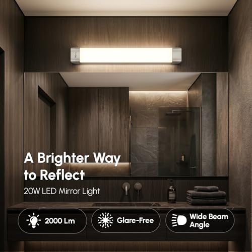 Image of wipro Deco 20W ML2 LED Mirror Light for Wall Picture, Bathroom Vanity & Dressing Table |Warm White(2700K) | Pk 1 | 24 Inches Long Stylish Design | Glare Free Soothing Texture with diffused Optics