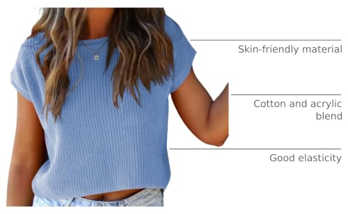 Image of LCXWFE Womens Summer Cropped Sweater Vest Trendy Cap Sleeve Crop Tops Crew Neck Loose Knit Tank Top