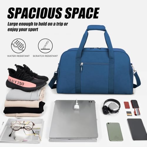 Image of Searock 45L Gym Bag for Men & Women with Shoe Compartment | 21 inch Large Duffle Bag for Travel, Sports, Fitness & Workout, Navy Blue