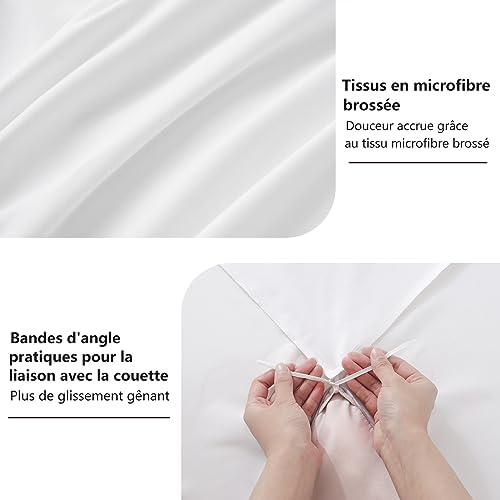 Housse de couette 240x260 cm fermeture éclair blanc en microfibre