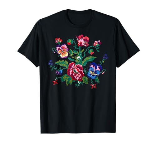 Ukrainian National Embroidery Flowers T-Shirt