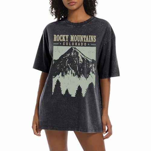 Colorado Mountain Shirt Oversized Retro Tshirts for Women Adventure Hiking Camping Shirts Nature Vintage Graphic Tees