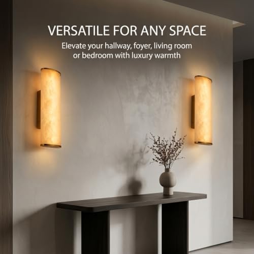 Image of Modern Natural Spanish Alabaster Wall Sconce Set of 2