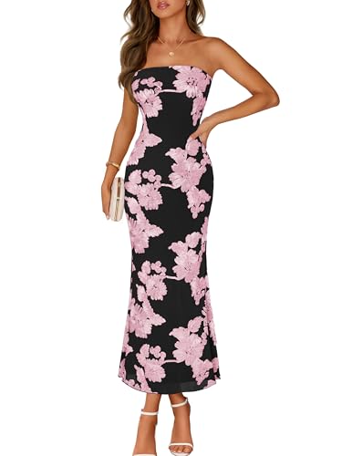 Image of MEROKEETY Women's Summer Floral Wedding Guest Cocktail Maxi Dress