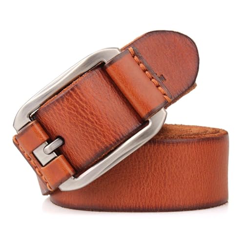 Vintage Formal Men'S Belt, Cowhide Lengthened Pin Buckle Genuine Leather Suitable for Casual Business Use Gift